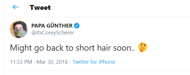 Corey Scherer Short Hair Dilemma